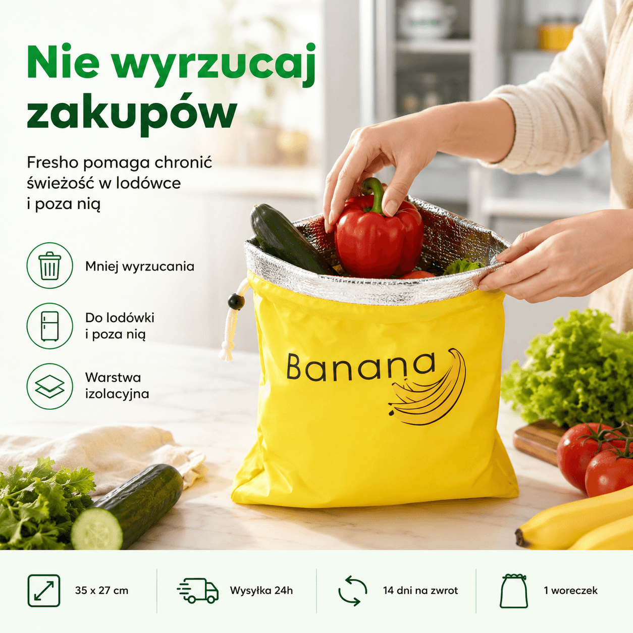 Fresho – woreczki świeżości na warzywa i owoce | Nie wyrzucaj zakupów